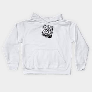 Rose Flower Black and White Illustration Kids Hoodie